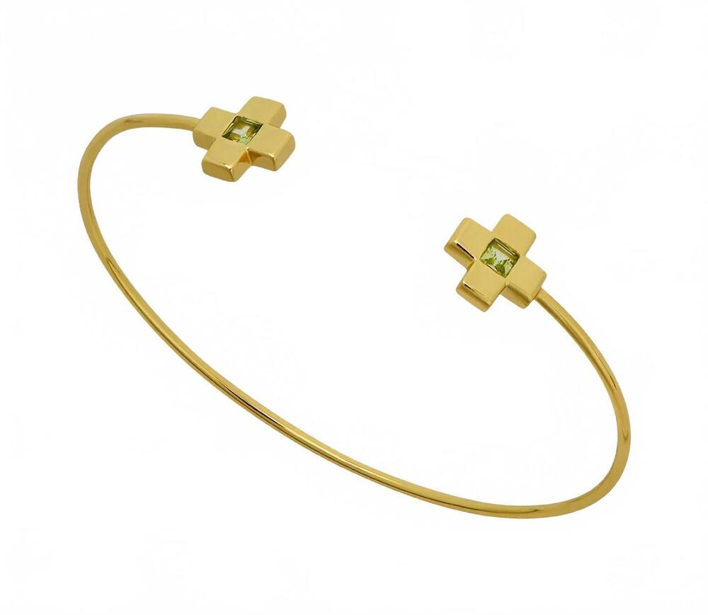 NEW GOLDBUG COLLECTION women's cross bangle bracelet in peridot